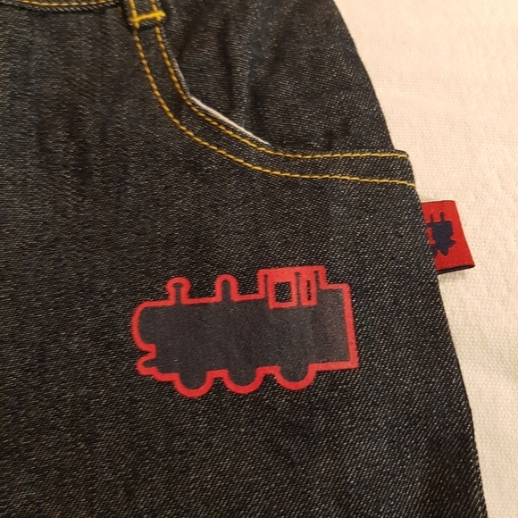 Thomas the train boys size 4T jersey lined jeans, 4 pockets dark wash - Picture 2 of 4